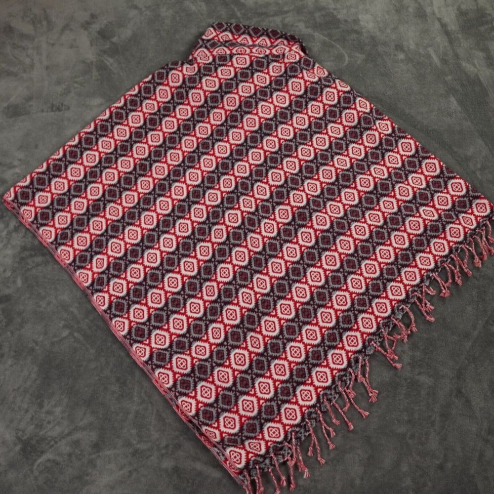 Nepal Wool Pouch One Size Red, White, Black Geometric Aztec